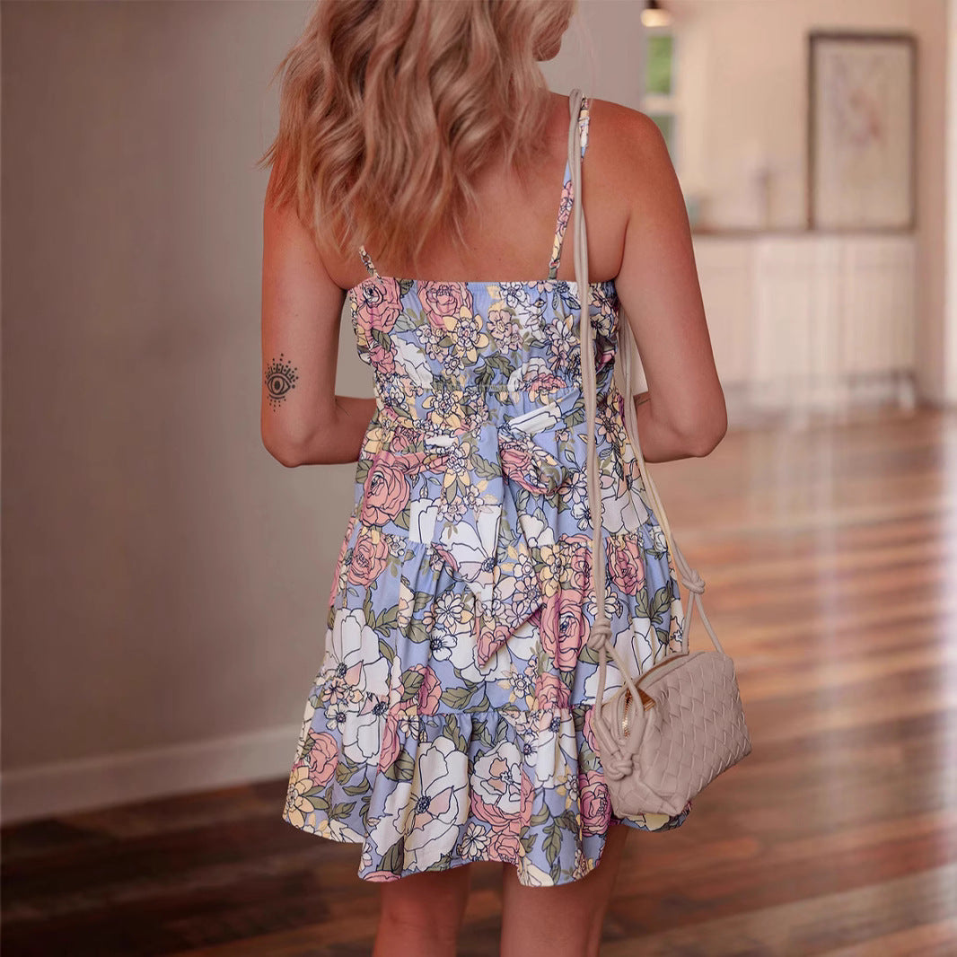 Pleated Sleeveless Sling Dress