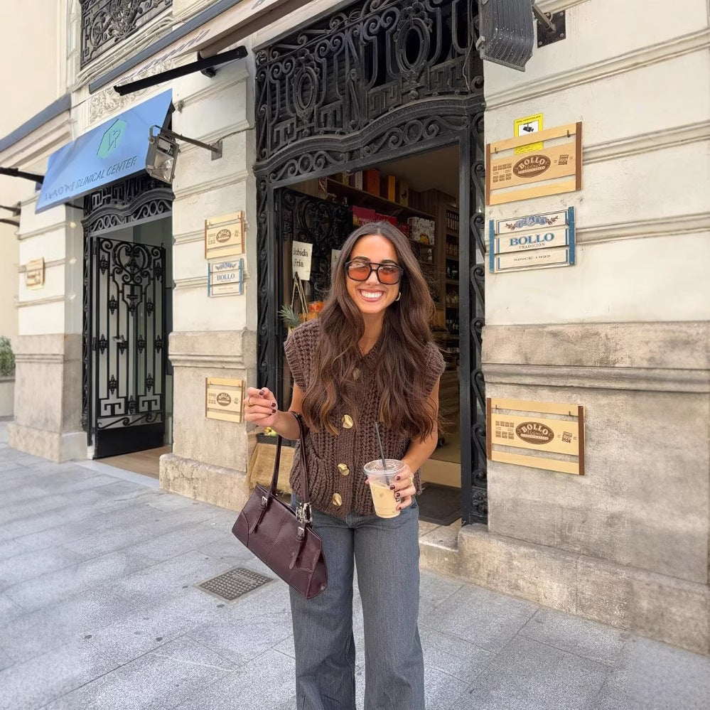 Gilet sans manches en maille épaisse