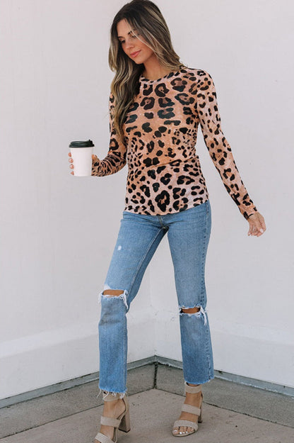 Top  manches longues imprimé léopard