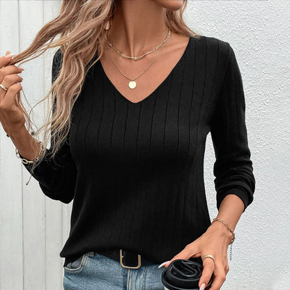 Pull femme col V