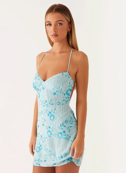 Women's Sequined Embroidered Backless Sling Dress - LOLIBELLE