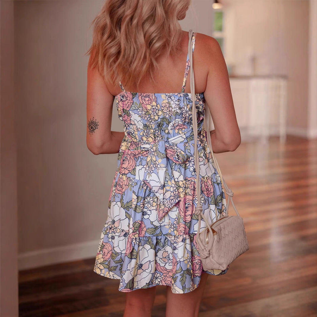 Pleated Sleeveless Sling Dress