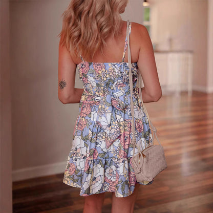 Pleated Sleeveless Sling Dress